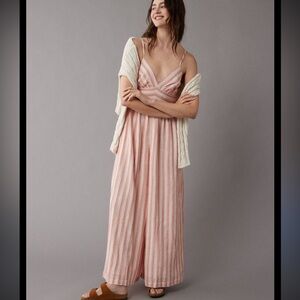 American Eagle Wide Leg Palazzo Pant Striped Jumpsuit S
